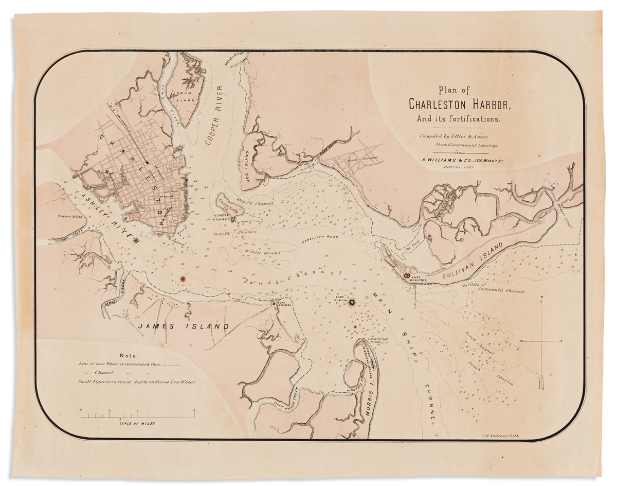 (CHARLESTON -- CIVIL WAR.) Elliot & Ames. Plan of Charleston Harbor, and its Fortifications.